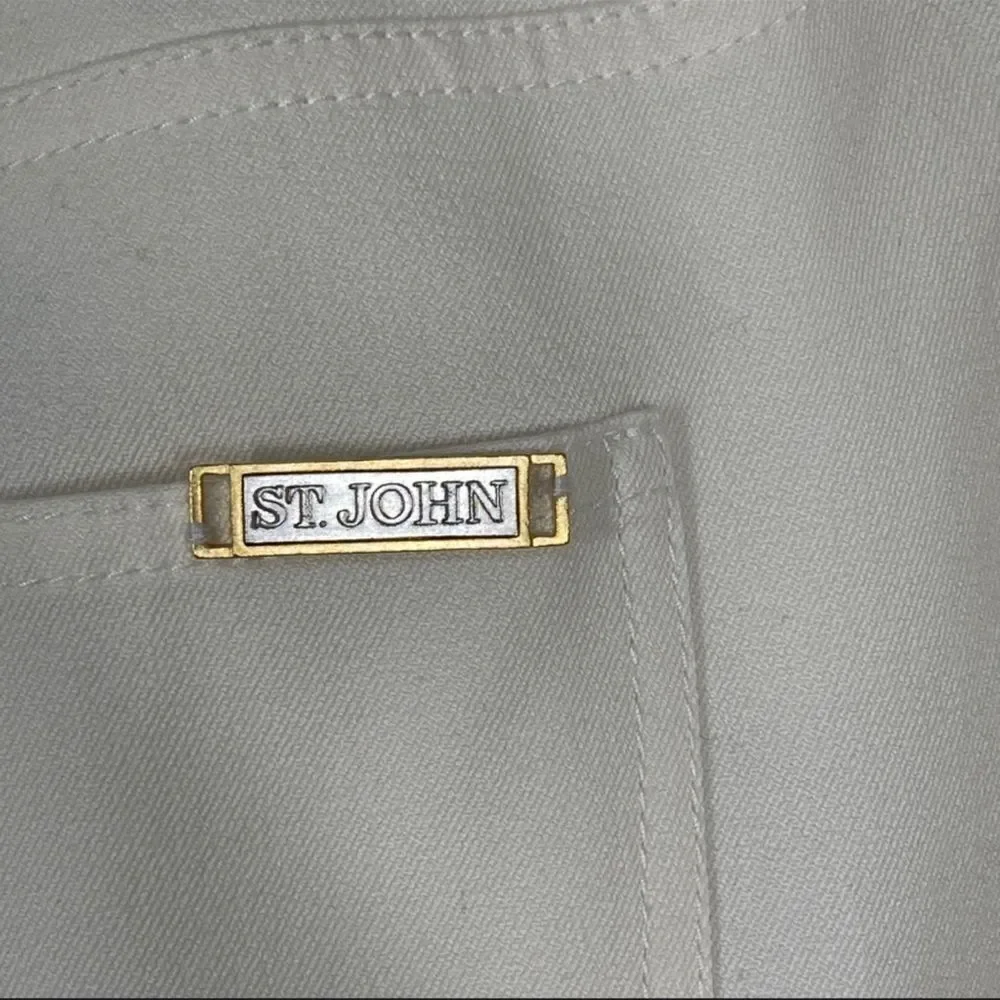 St. John Collection Ivory Wide Leg Trousers Size 4 - Picture 9 of 11